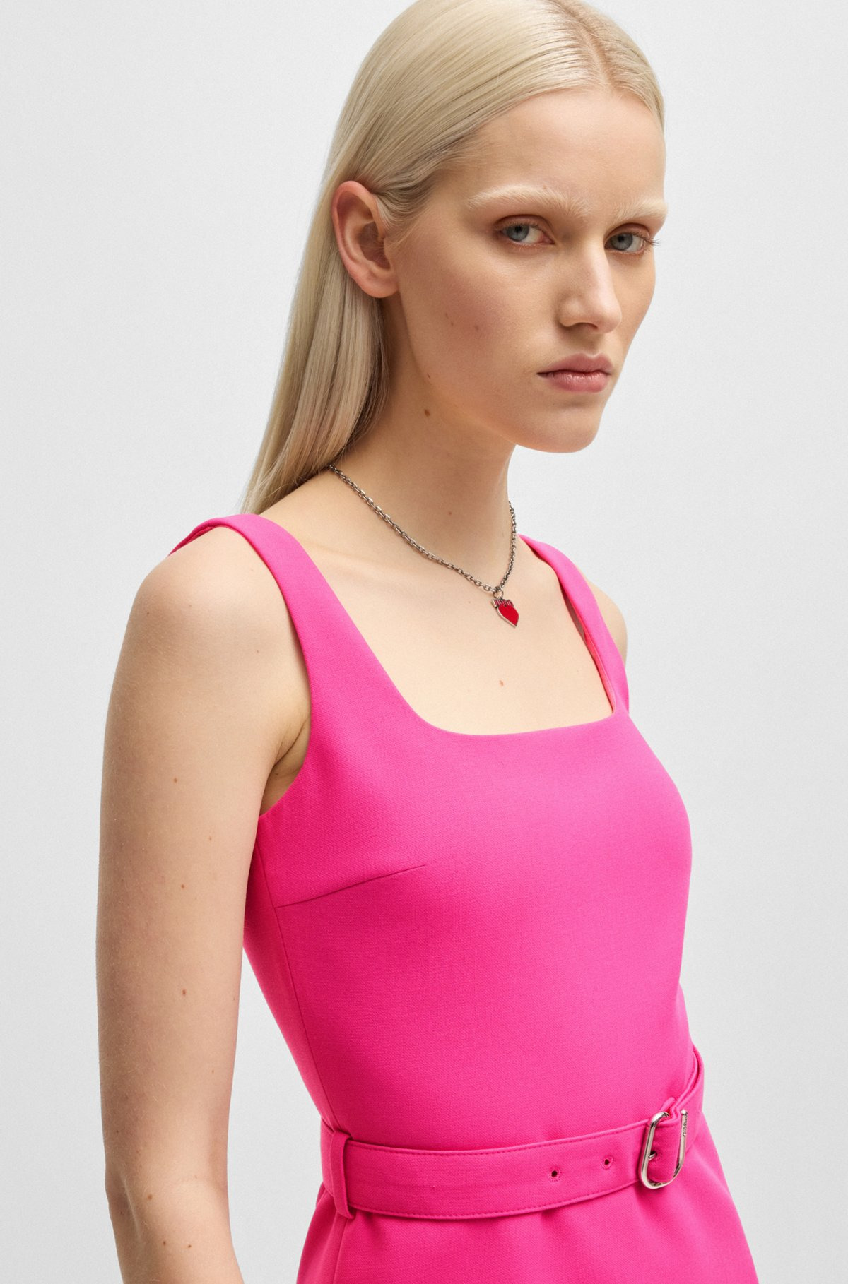 BELTED DRESS WITH WIDE STRAPS - 5
