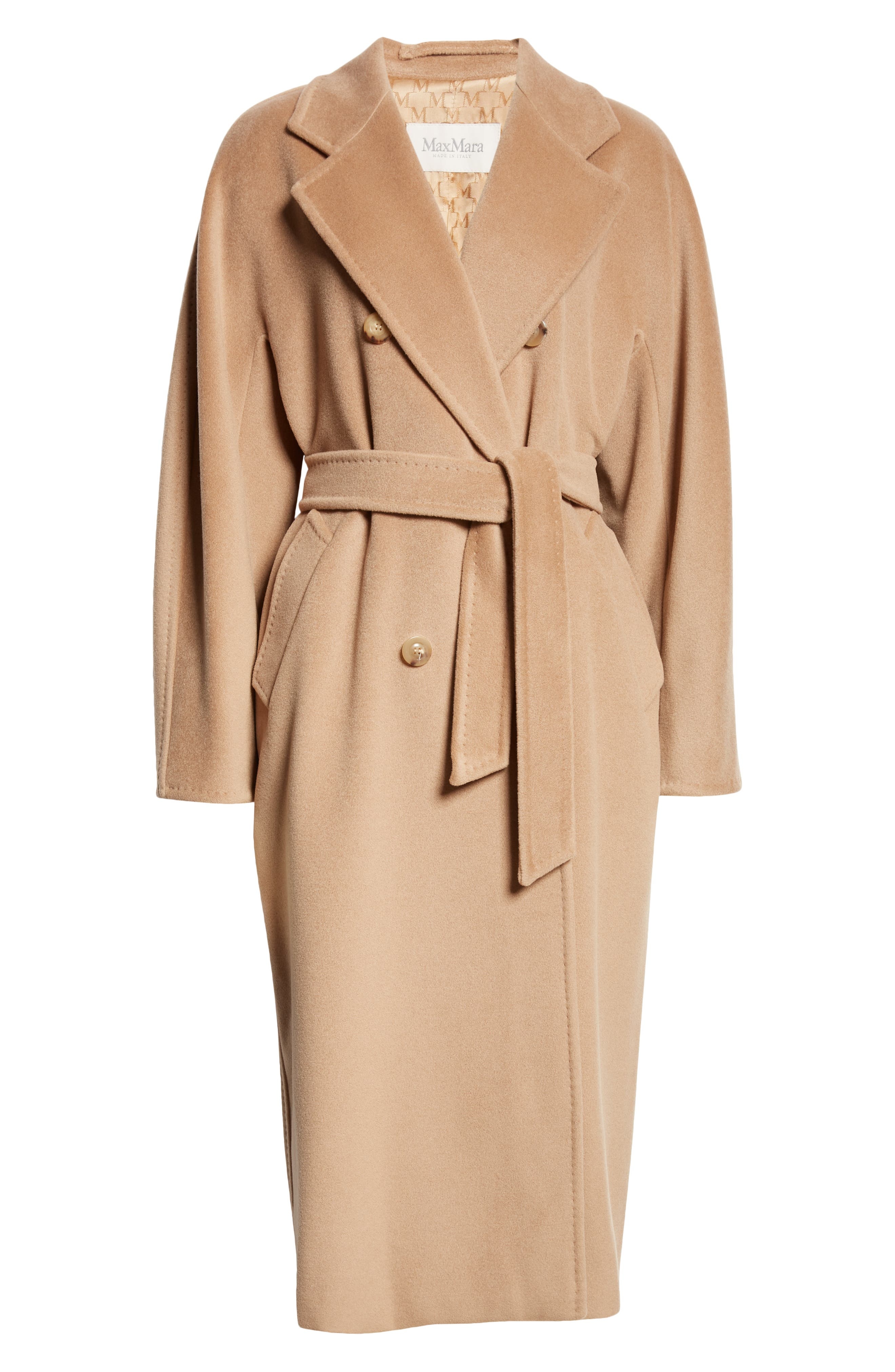 Max Mara Madame Double Breasted Wool & Cashmere Belted Coat in Camel at Nordstrom - 8