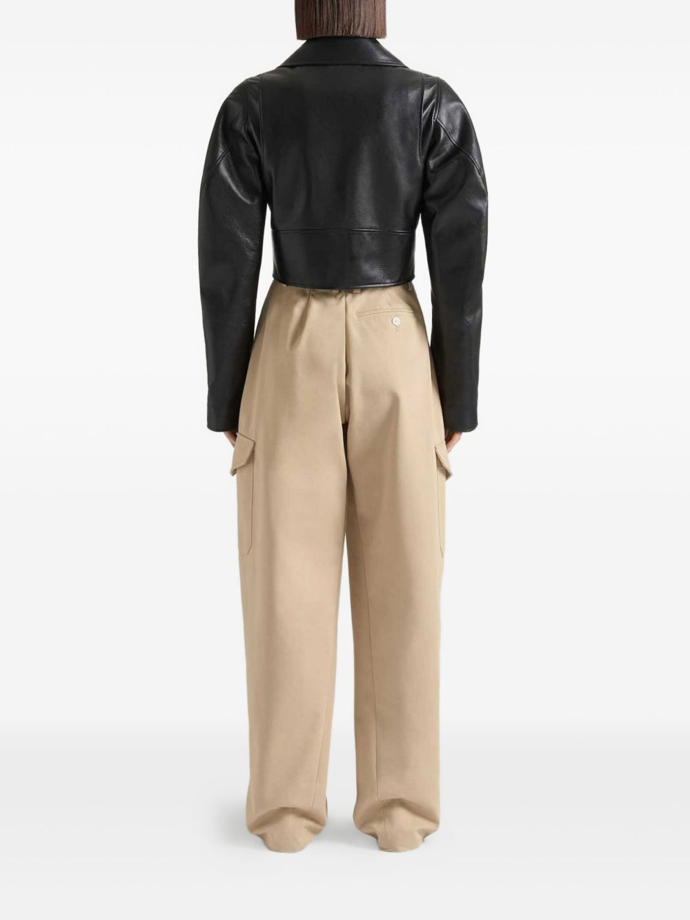 cropped leather jacket - 3