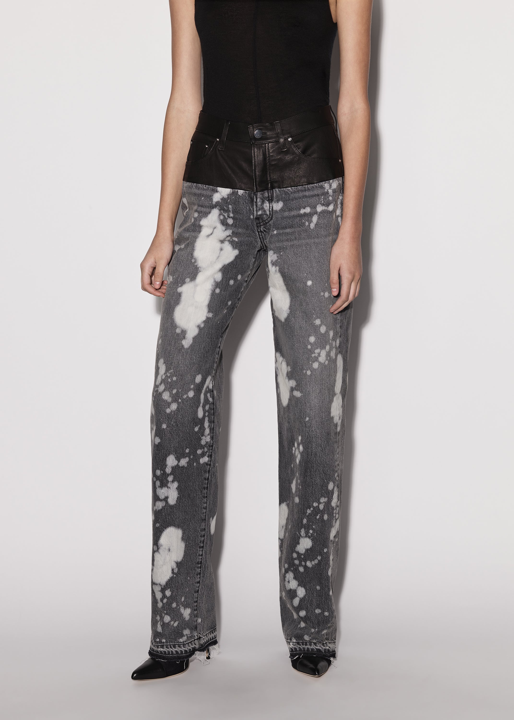 LEATHER HYBRID WIDE JEAN - 3