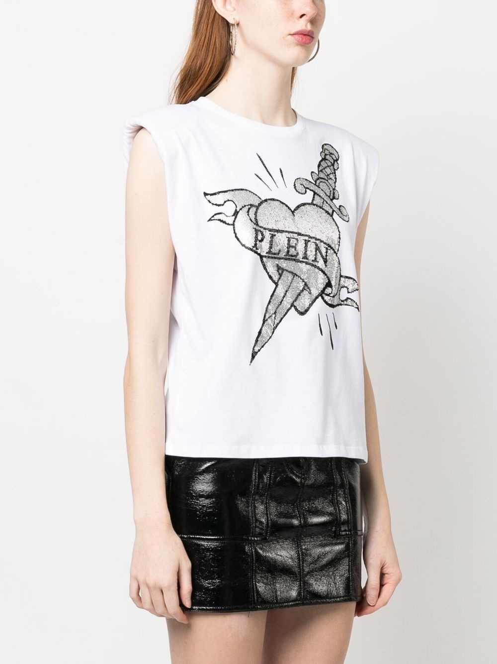 logo-print shoulder-pads tank top - 3