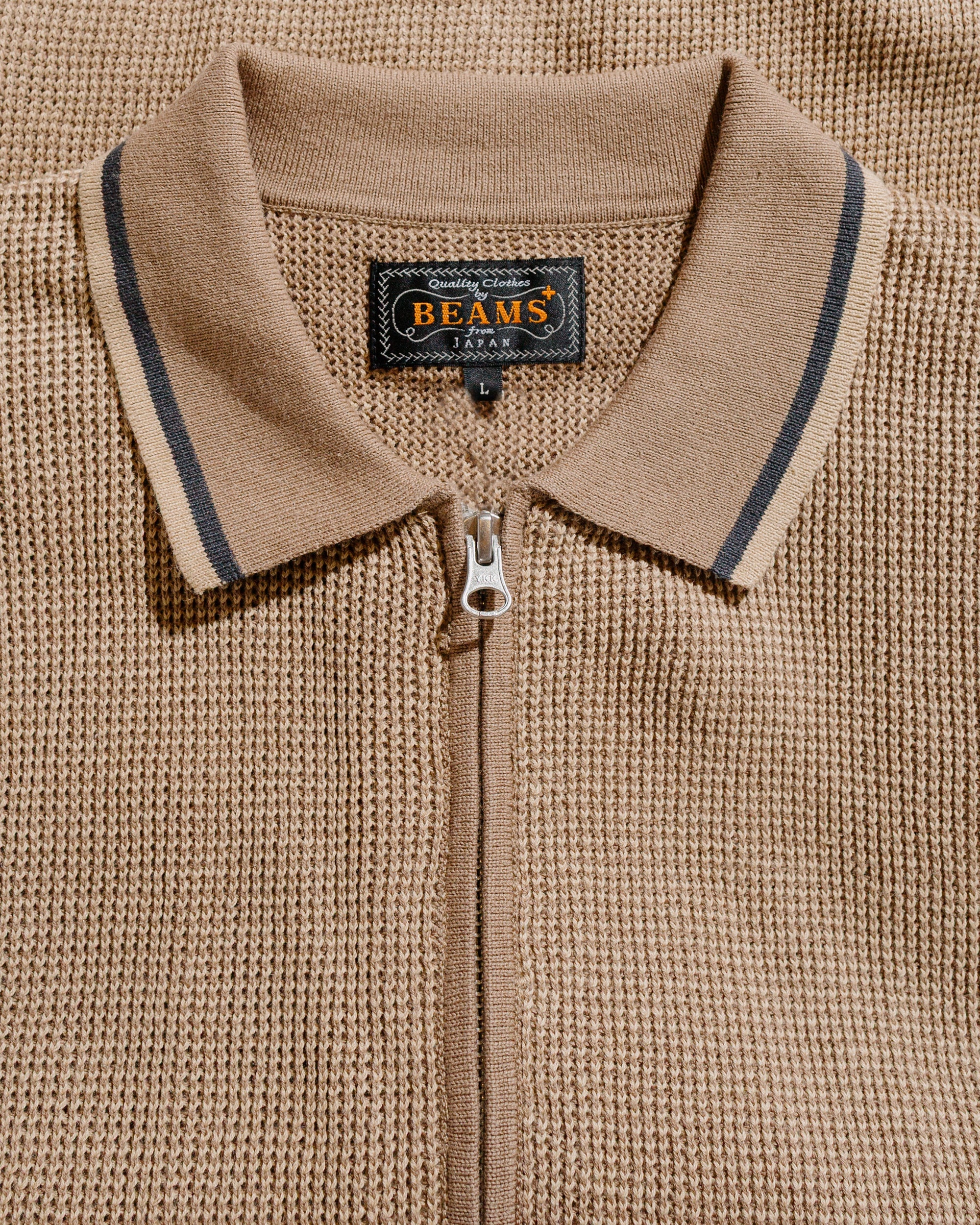Zip Knit Polo Beige - 5