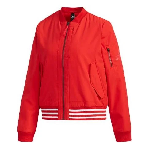 (WMNS) adidas WV 3S Zipper Casual Sports Woven Jacket Red FI9270 - 1