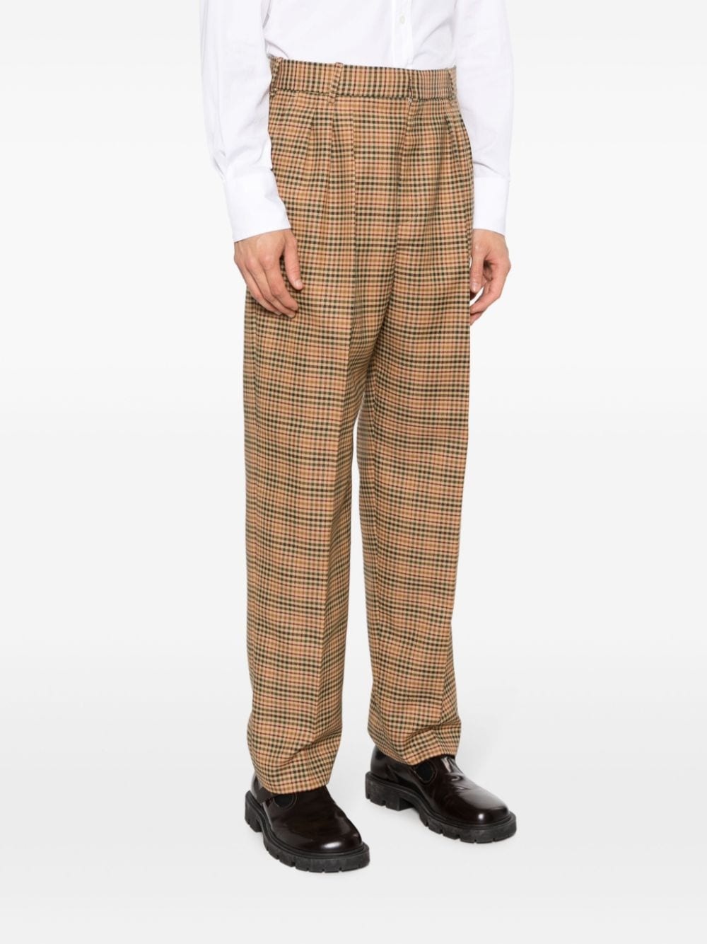 checkered pleated tailored trousers - 3