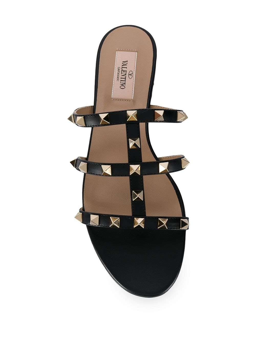 Rockstud leather flat sandals - 4