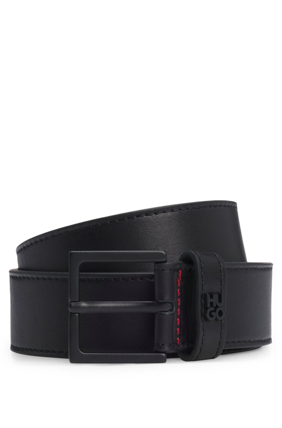 WOVEN-LEATHER BELT WITH LOGO-STAMPED KEEPER - 1