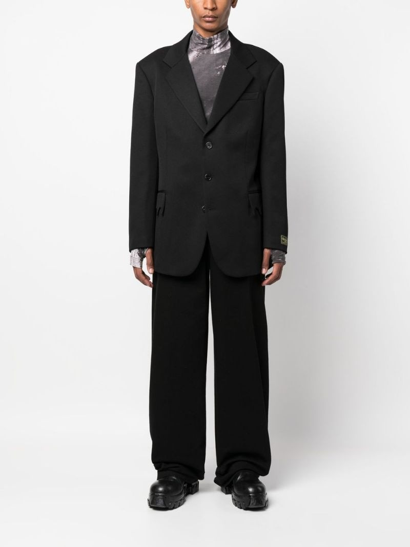 Raf Simons jagged-pocket single-breasted blazer outlook