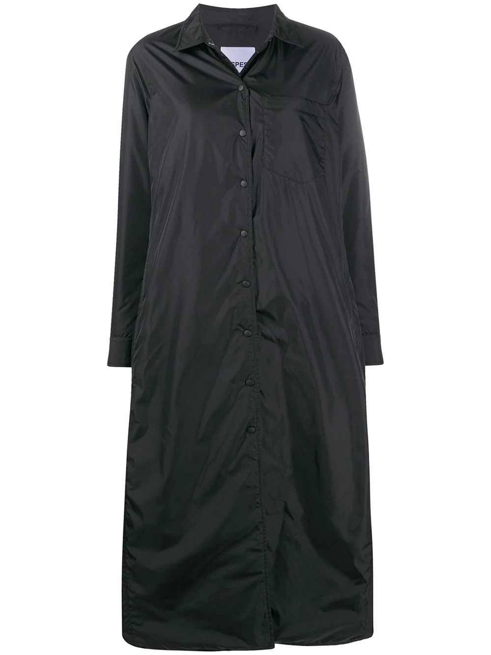 buttoned long raincoat - 1