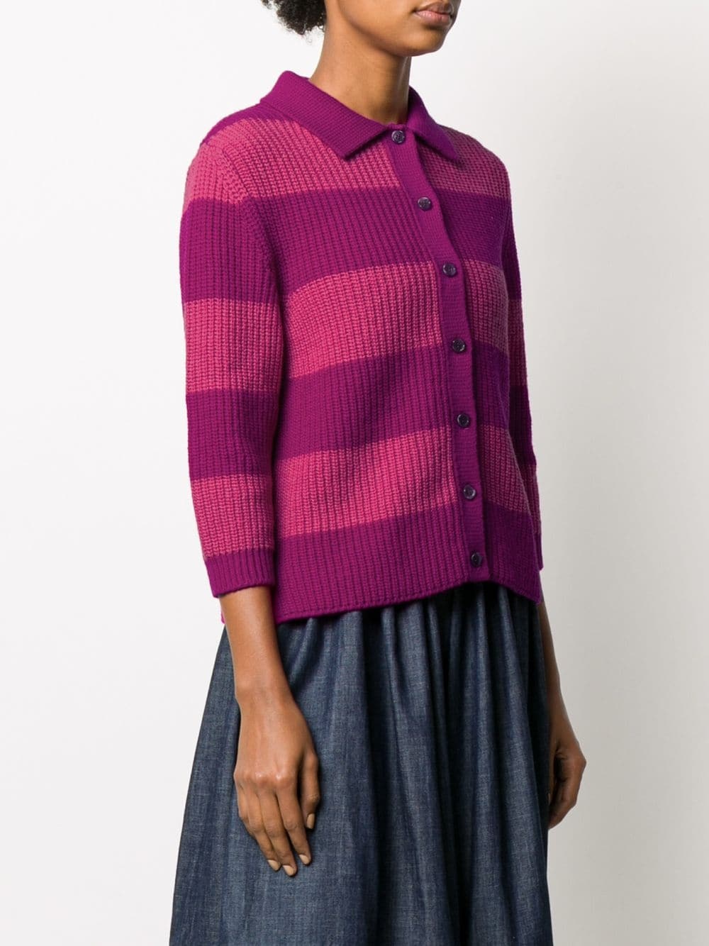 striped ribbed knitted top - 3