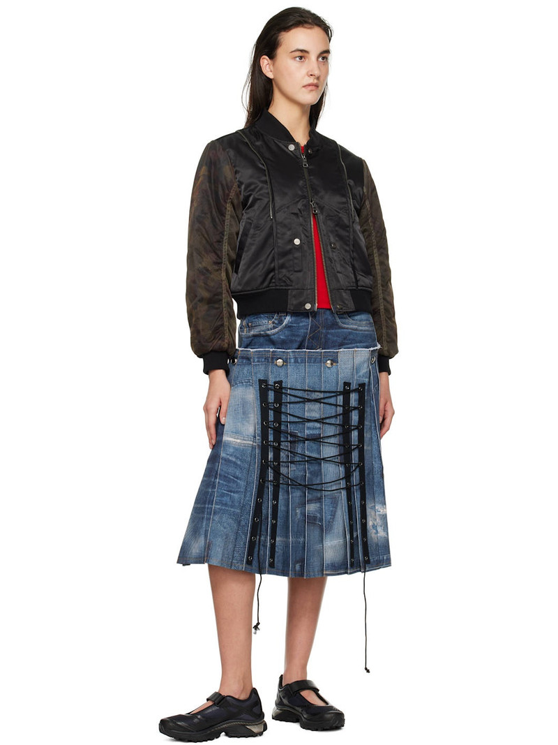 Andersson Bell Blue Trompe L'œil Pleats Midi Skirt outlook
