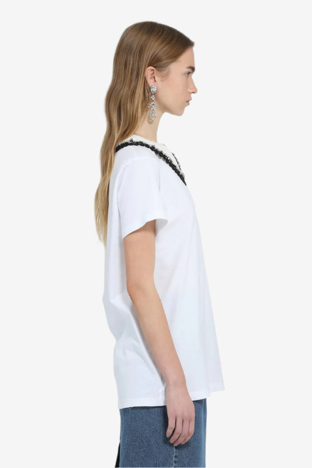 T-SHIRT WITH EMBROIDERED COLLAR - 3