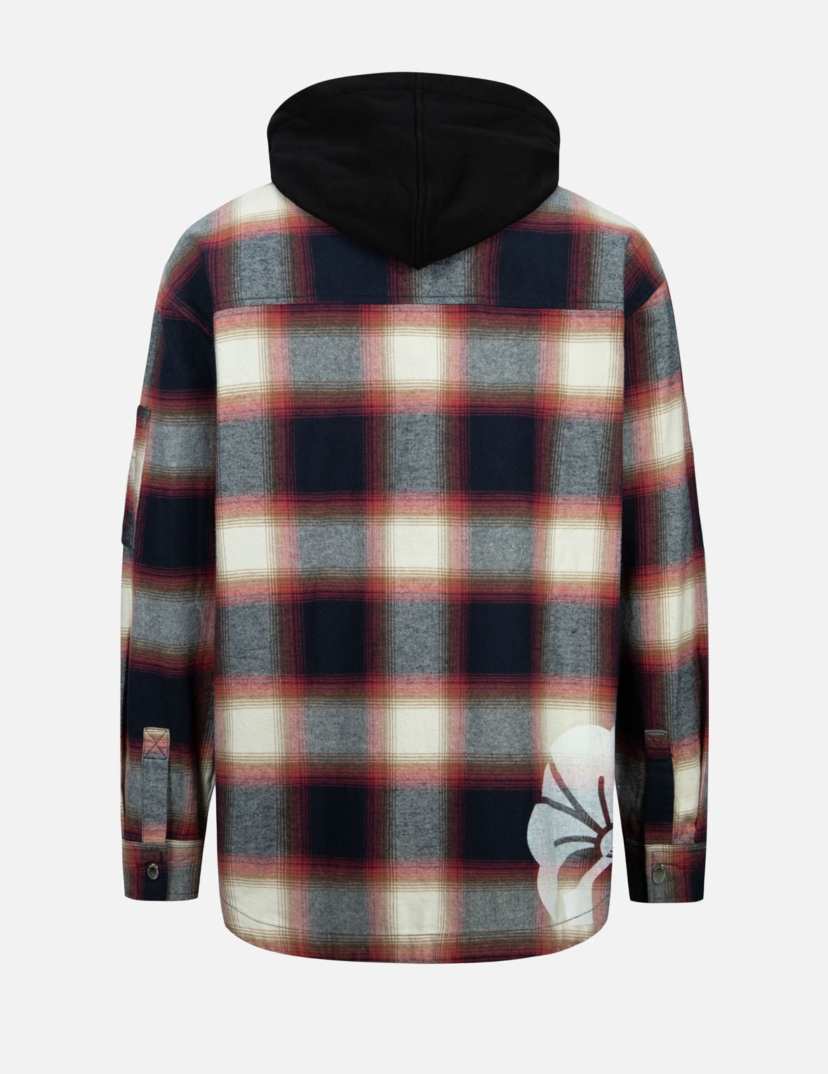 KAMON PRINT CHECKED LOOSE FIT SHIRT JACKET - 2