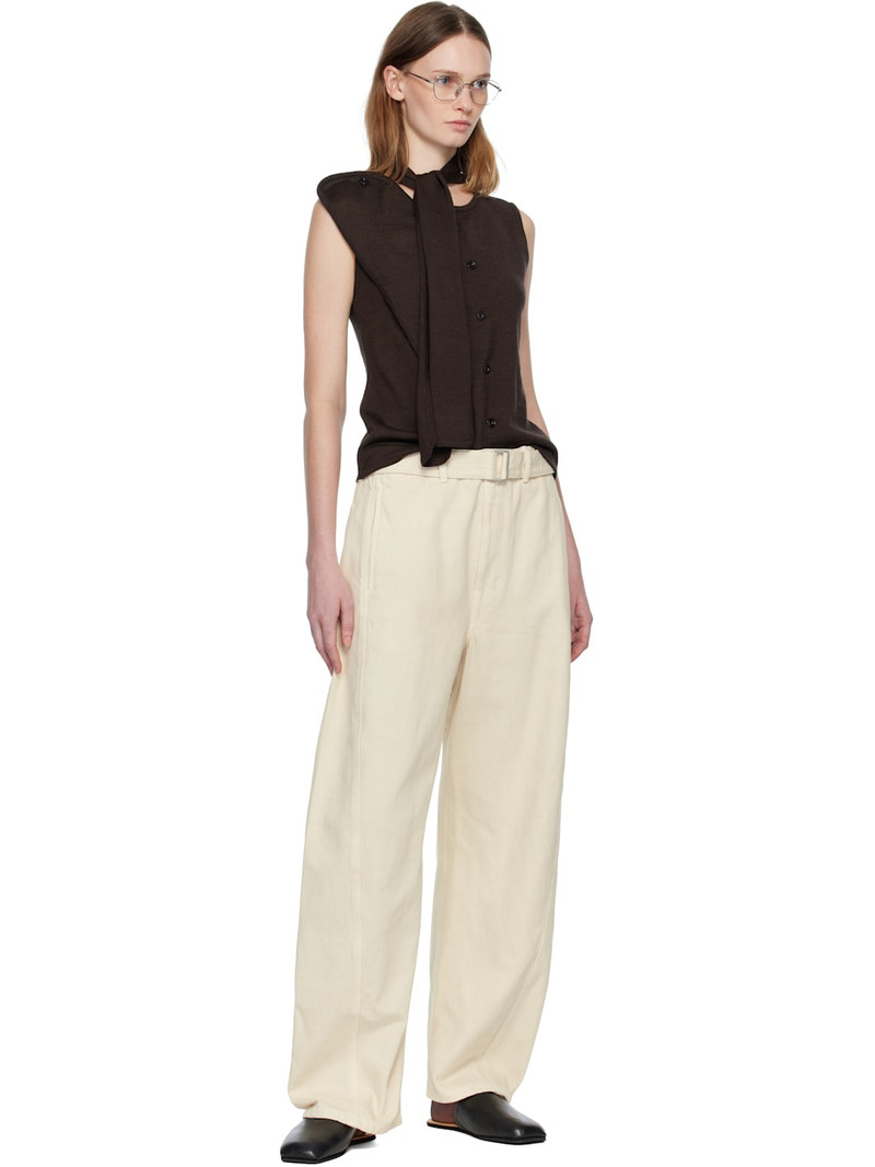 Lemaire Brown Asymmetrical Sleeveless Cardigan outlook