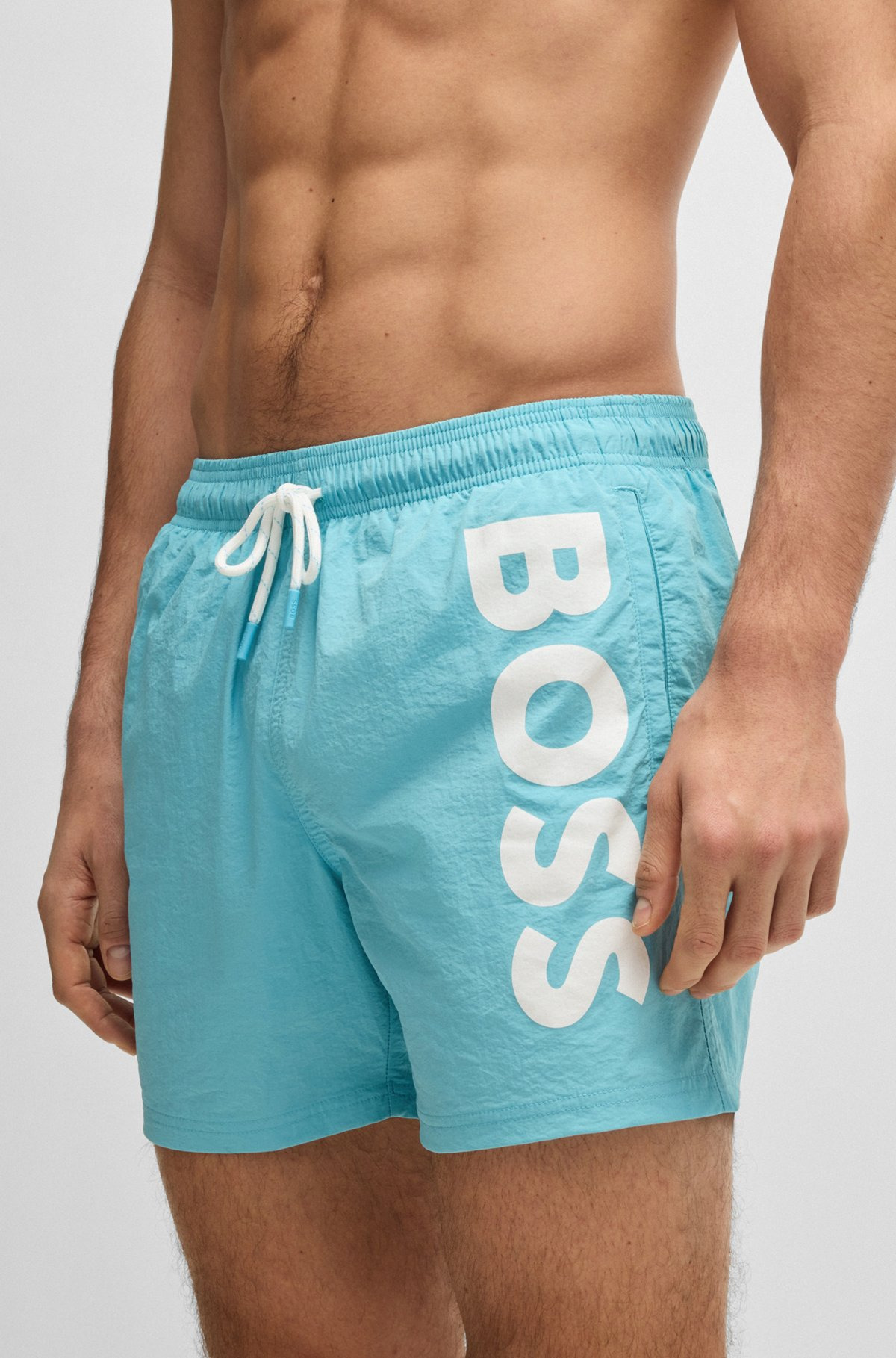 CONTRAST-LOGO SWIM SHORTS IN QUICK-DRYING FABRIC - 3
