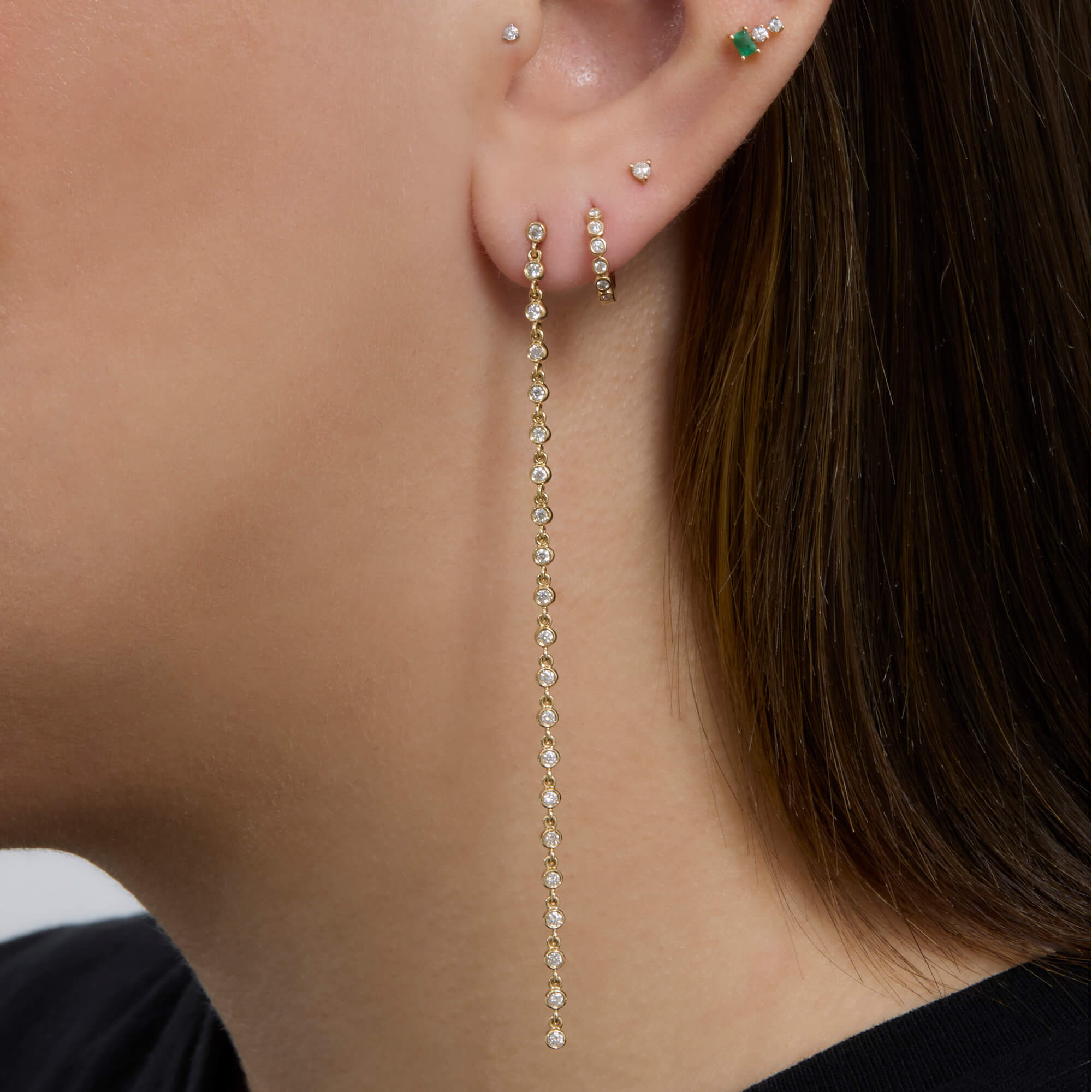 Long Diamond Stream Earring - 6
