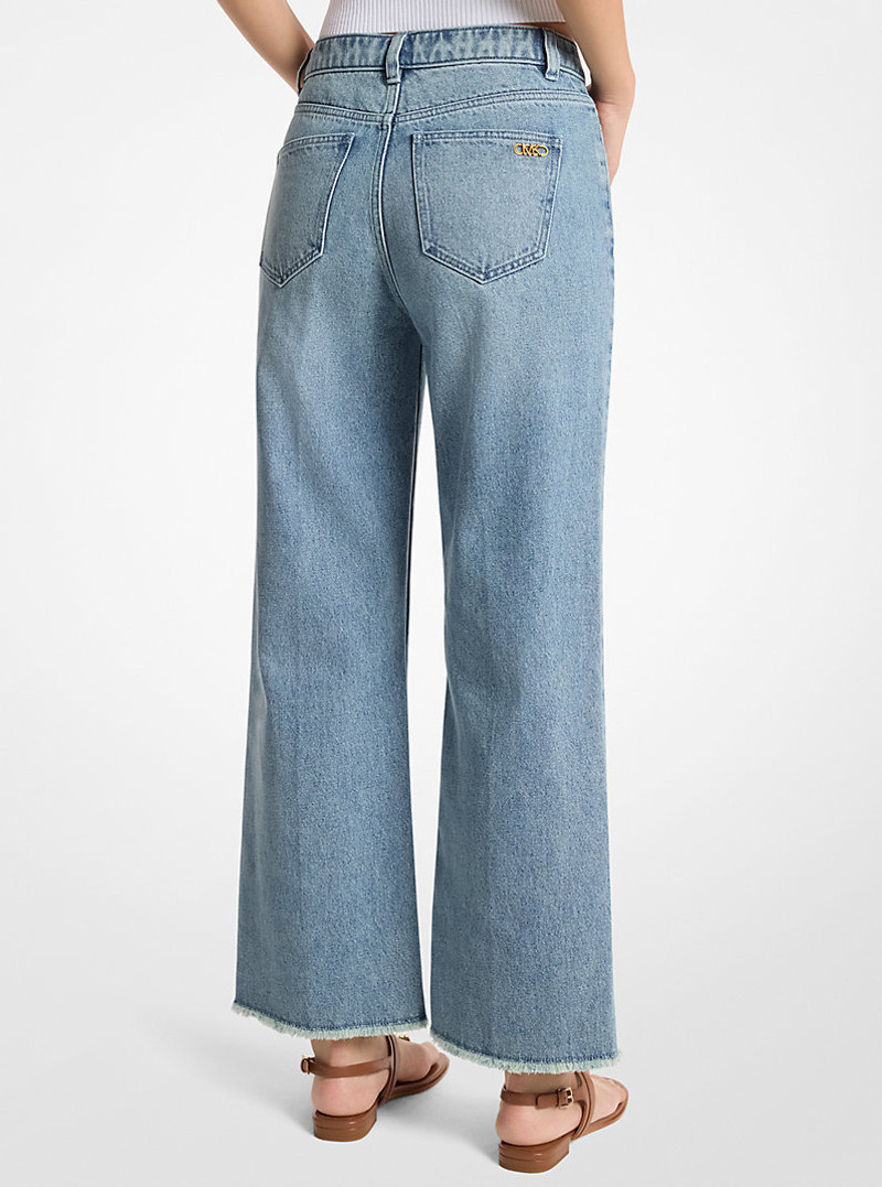MICHAEL KORS Eloise Frayed Denim Cropped Wide-Leg Jeans outlook