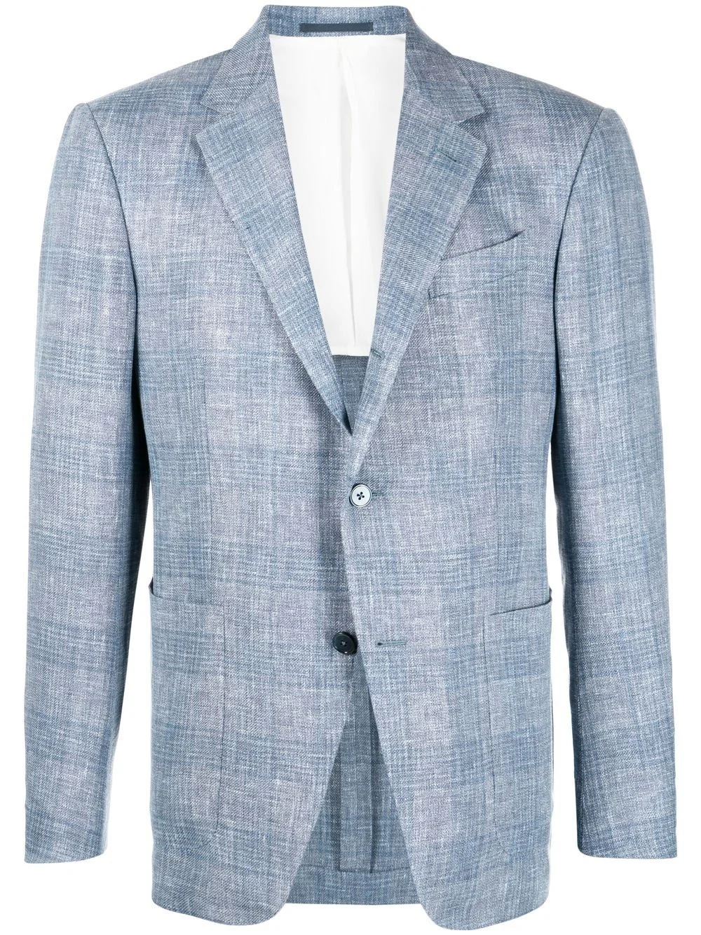 checked single-breasted blazer - 1