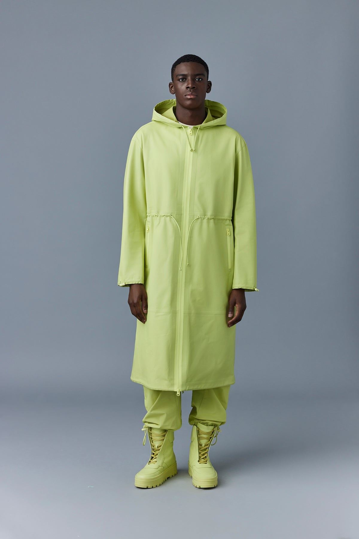 ALBAN Monochromatic leather coat with hood - 3