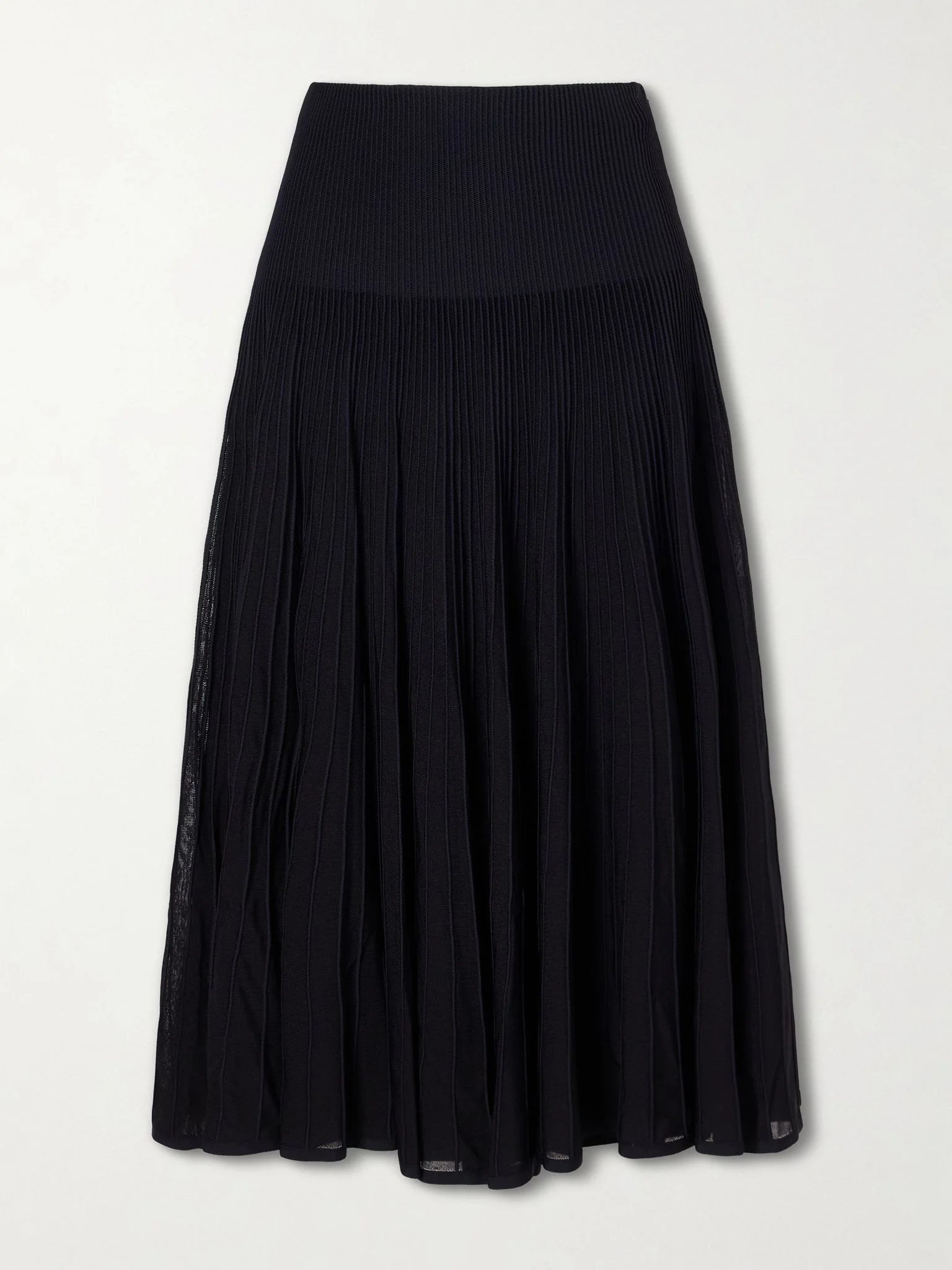 Celia ribbed-knit midi skirt Black - 1