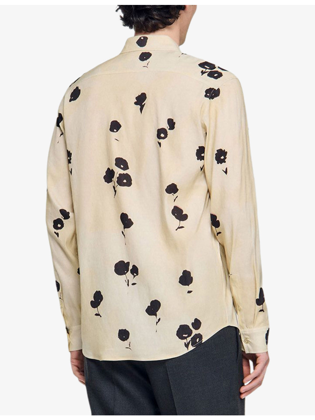 Floral-Print Pointed-Collar Linen Blend Shirt - 4