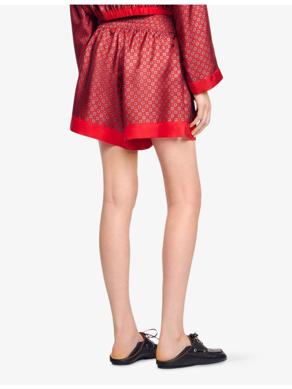Scarf-Print Drawstring-Waist Woven Shorts - 4