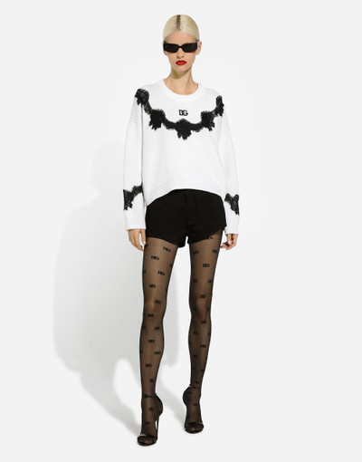 Dolce & Gabbana Wool sweater with DG logo and lace inserts outlook