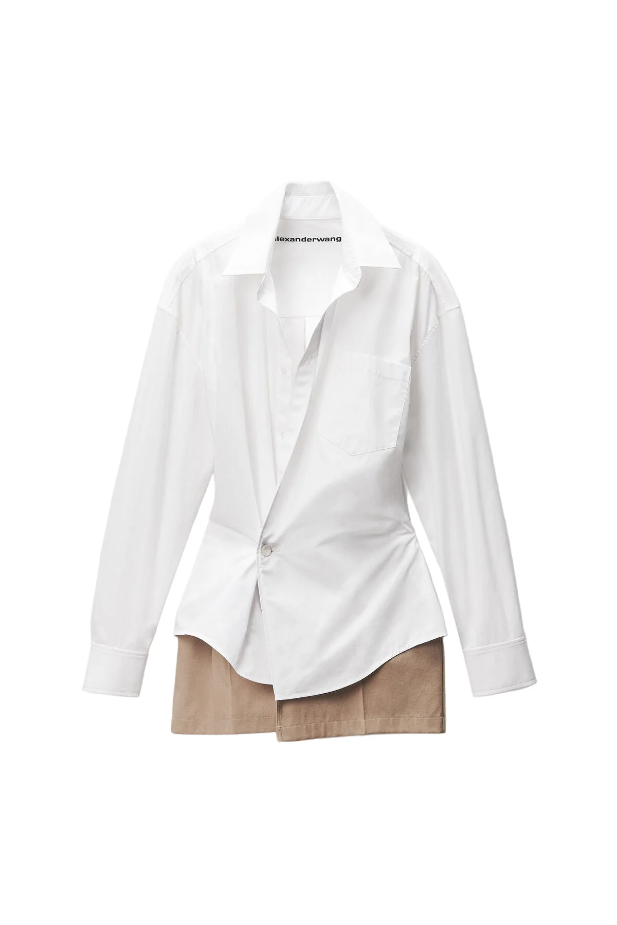 PRE-STYLED MINI WRAP DRESS W/ TWILL (WHITE) - 1