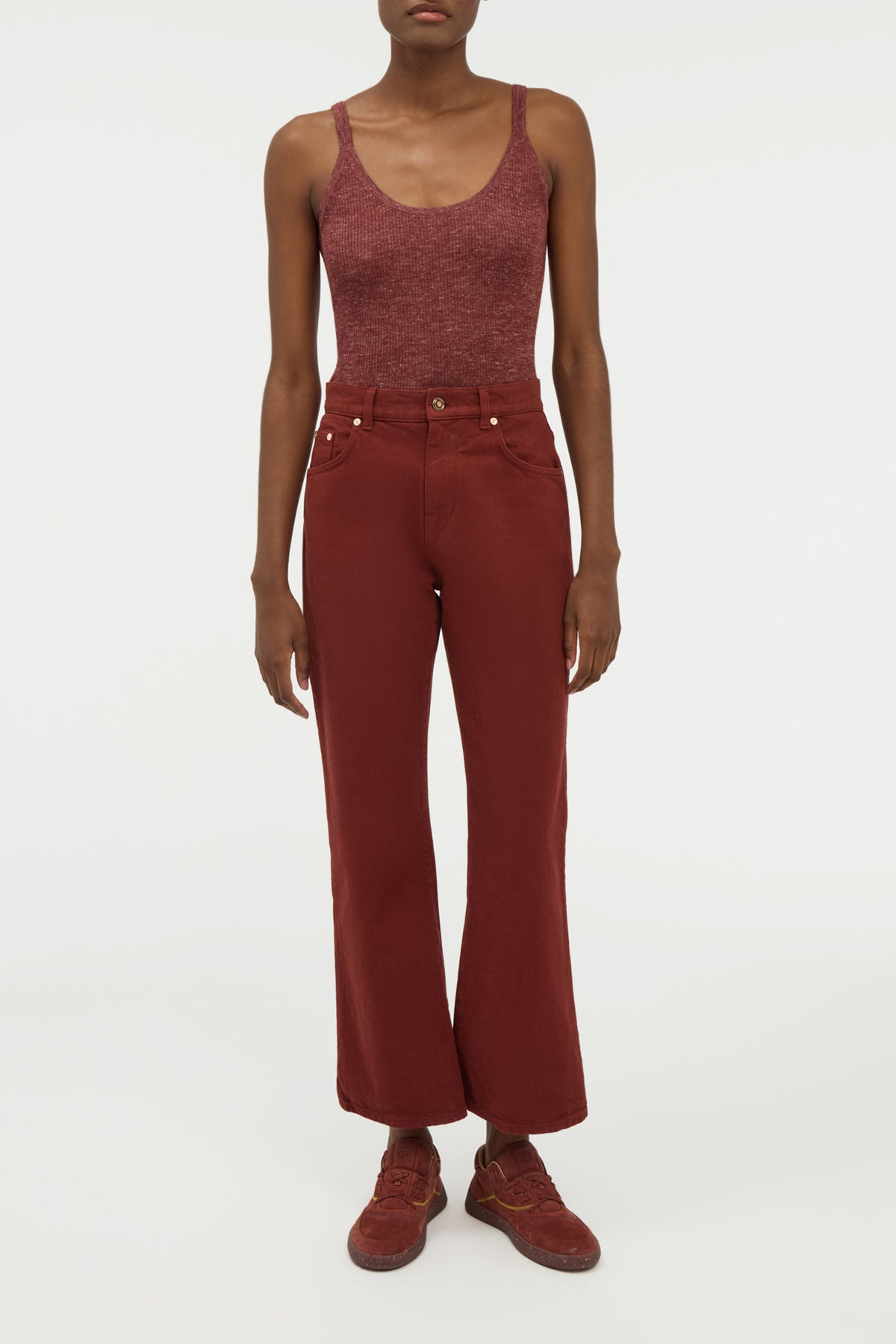 Cinxia Knit Tank Top in Burnt Sienna Cashmere Silk with Hemp - 3