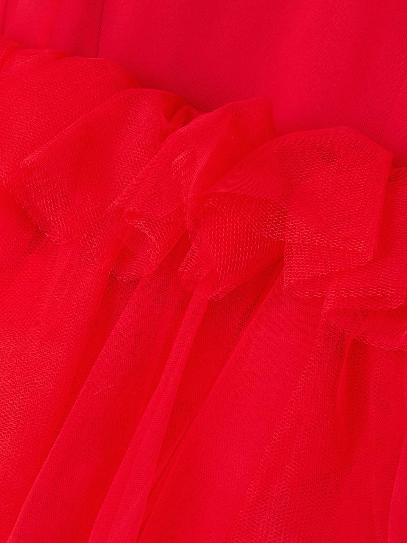 Layered ruffled cotton-jersey and tulle T-shirt Red - 4