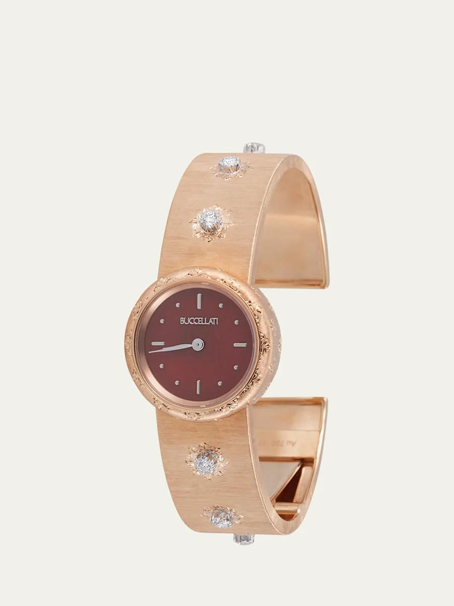 Macri 18K Yellow Gold Diamond and Agate Watch - 1