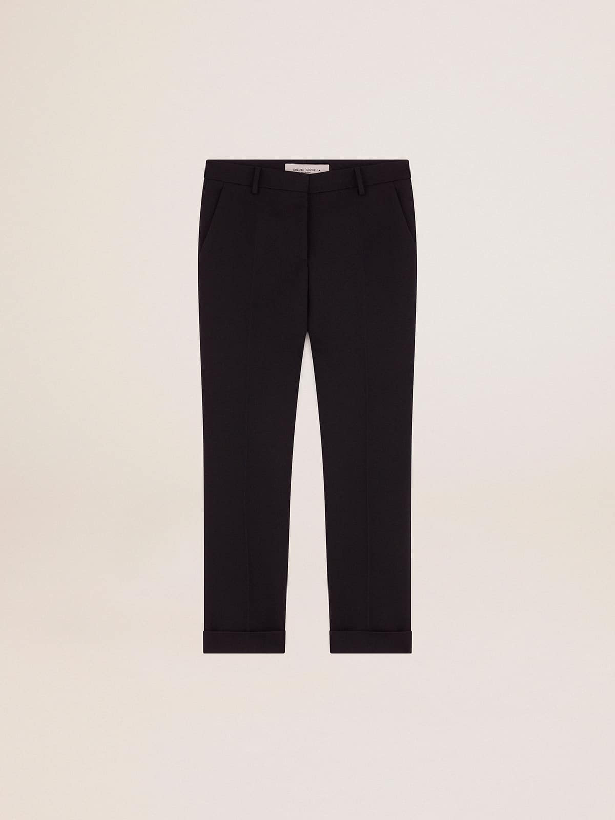 Women's dark blue wool cigarette pants - 1
