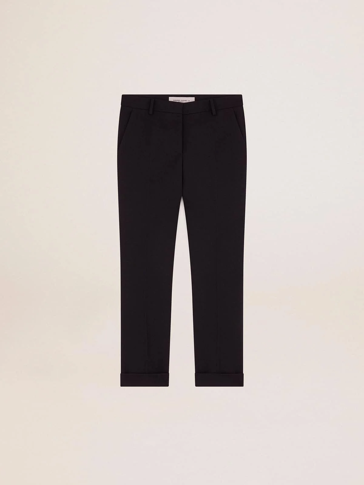 Women's dark blue wool cigarette pants - 1