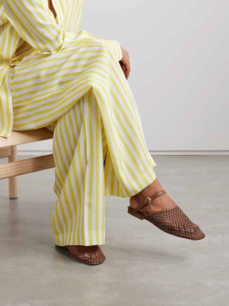 STAUD Rete Crocheted And Leather Sandals outlook