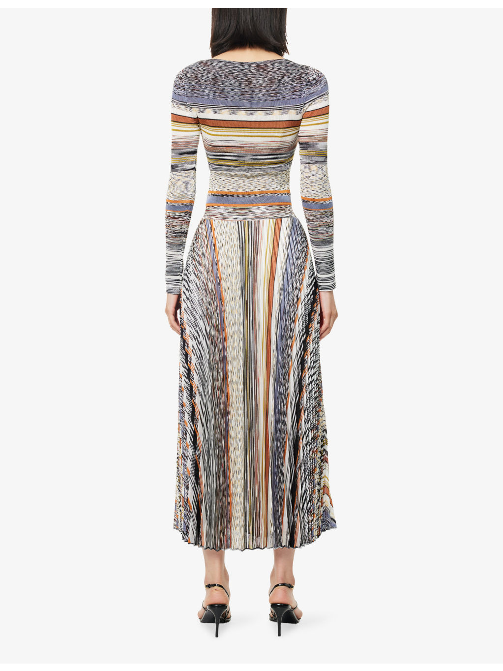 Pleated Long-Sleeve Knit Midi Dress - 4