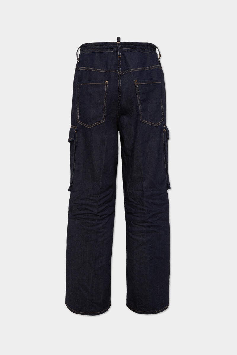 SUMMER LOVERS DARK WASH LOOSE CARGO JEAN - 2