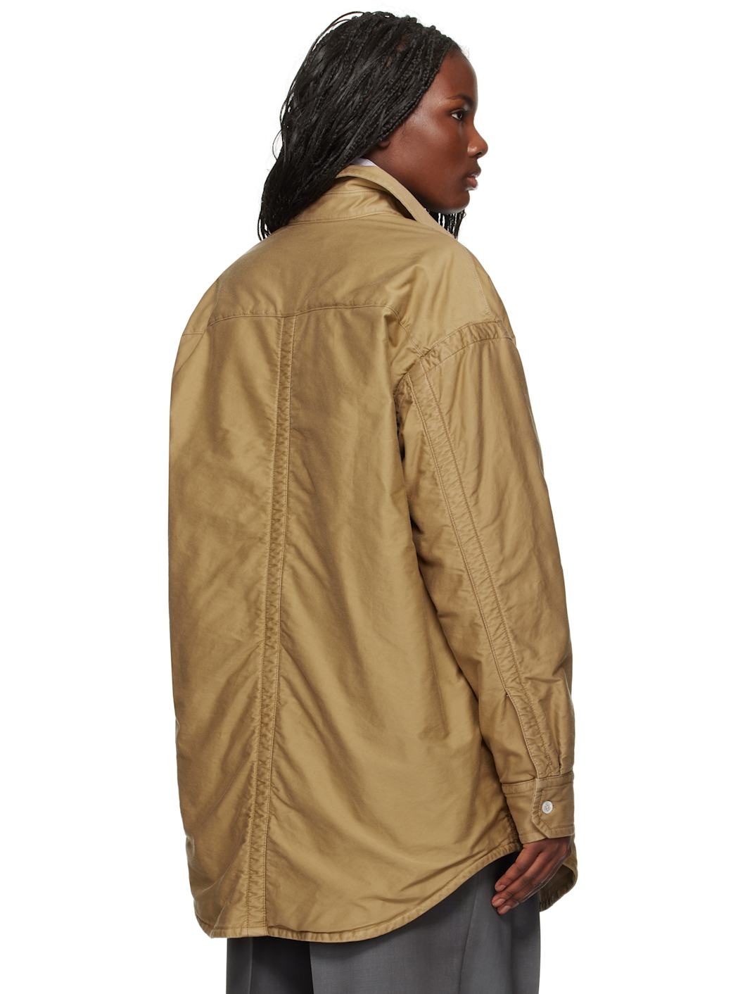 Brown Padded Satin Cotton Shirt - 3