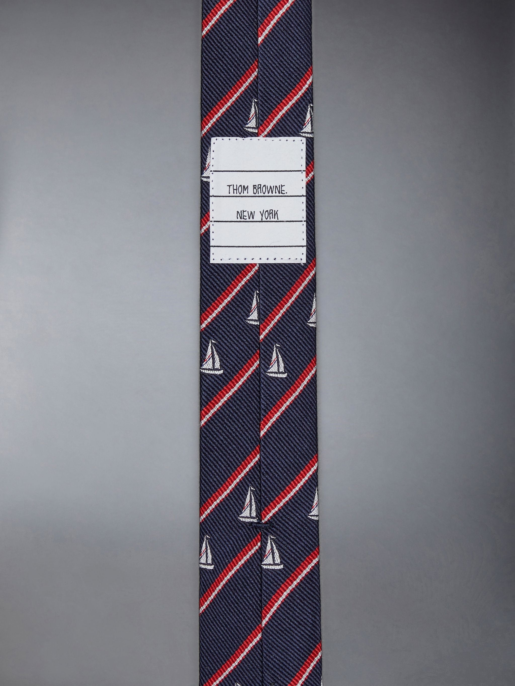 Silk Stripe Sailboat Classic Tie - 3