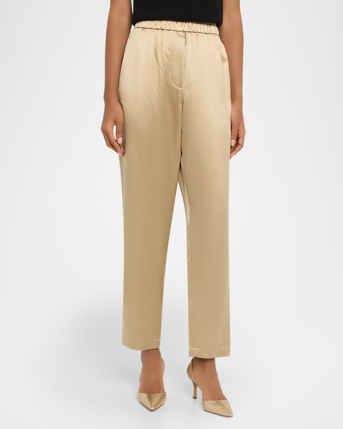 Relaxed-Leg Silk Pull-On Trousers - 4