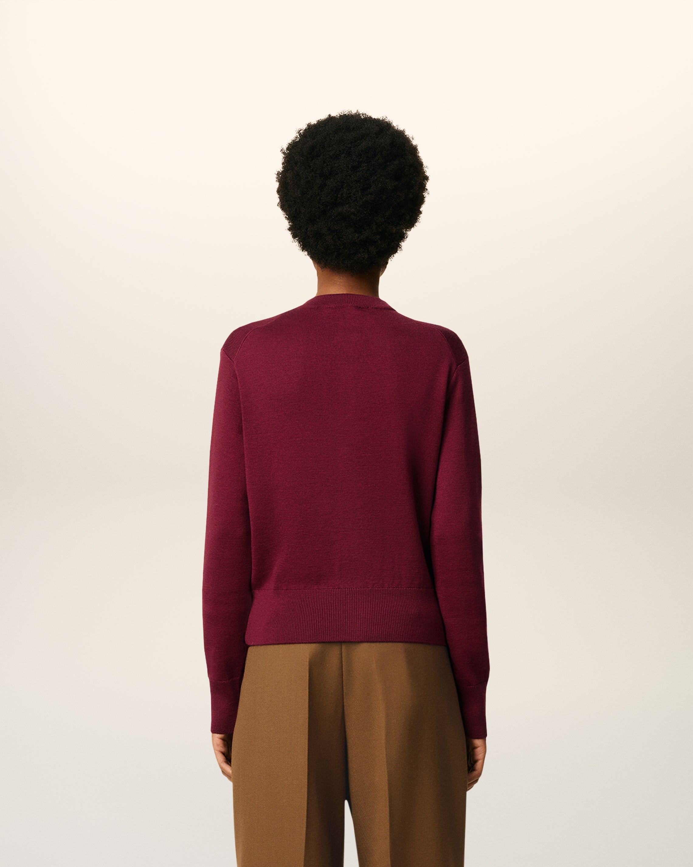 BURGUNDY WOOL AMI DE COEUR CARDIGAN - 5