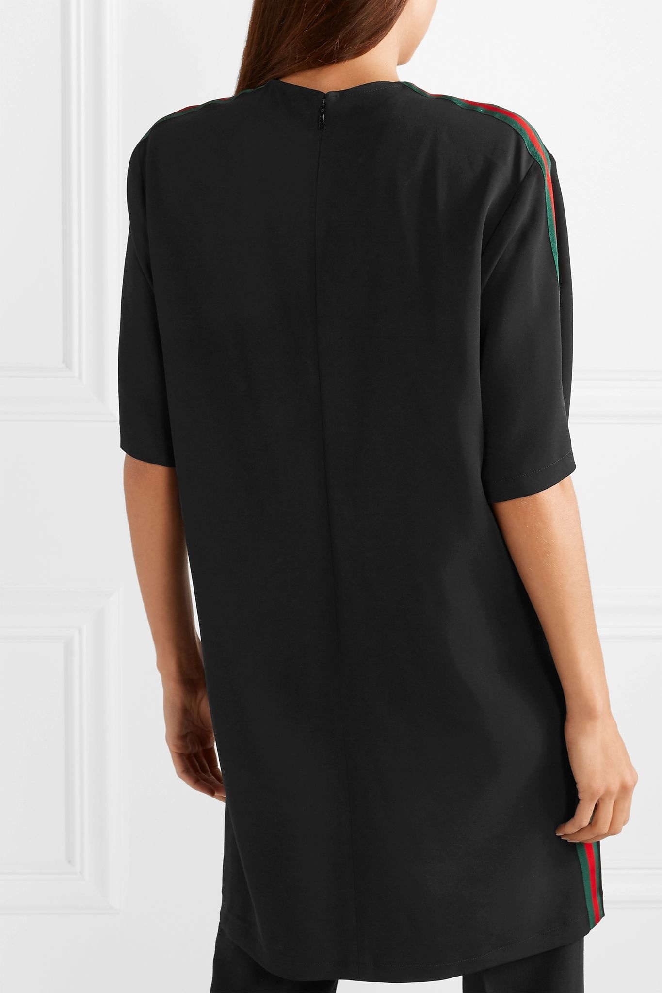 Oversized grosgrain-trimmed stretch-cady tunic - 4