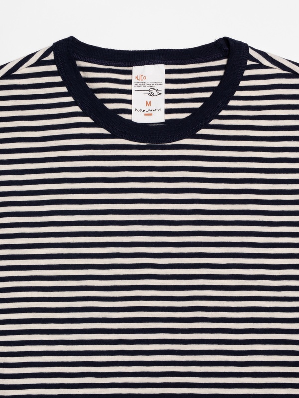 Roy Slub Stripe T-Shirt Blue/Offwhite - 2