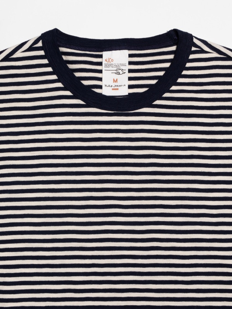Nudie Jeans Roy Slub Stripe T-Shirt Blue/Offwhite outlook
