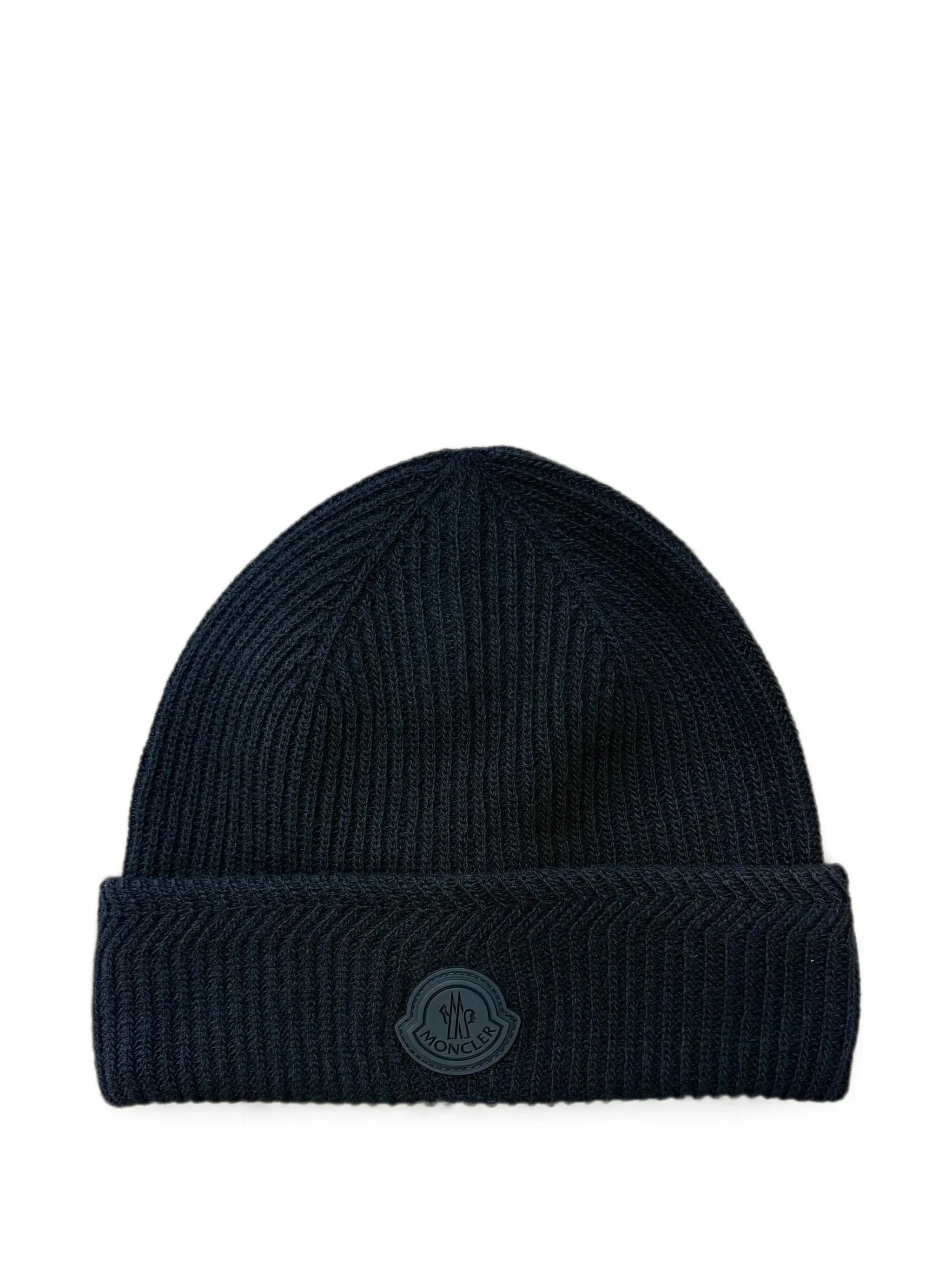 Moncler Logo-patch Ribbed Beanie Hat - 1