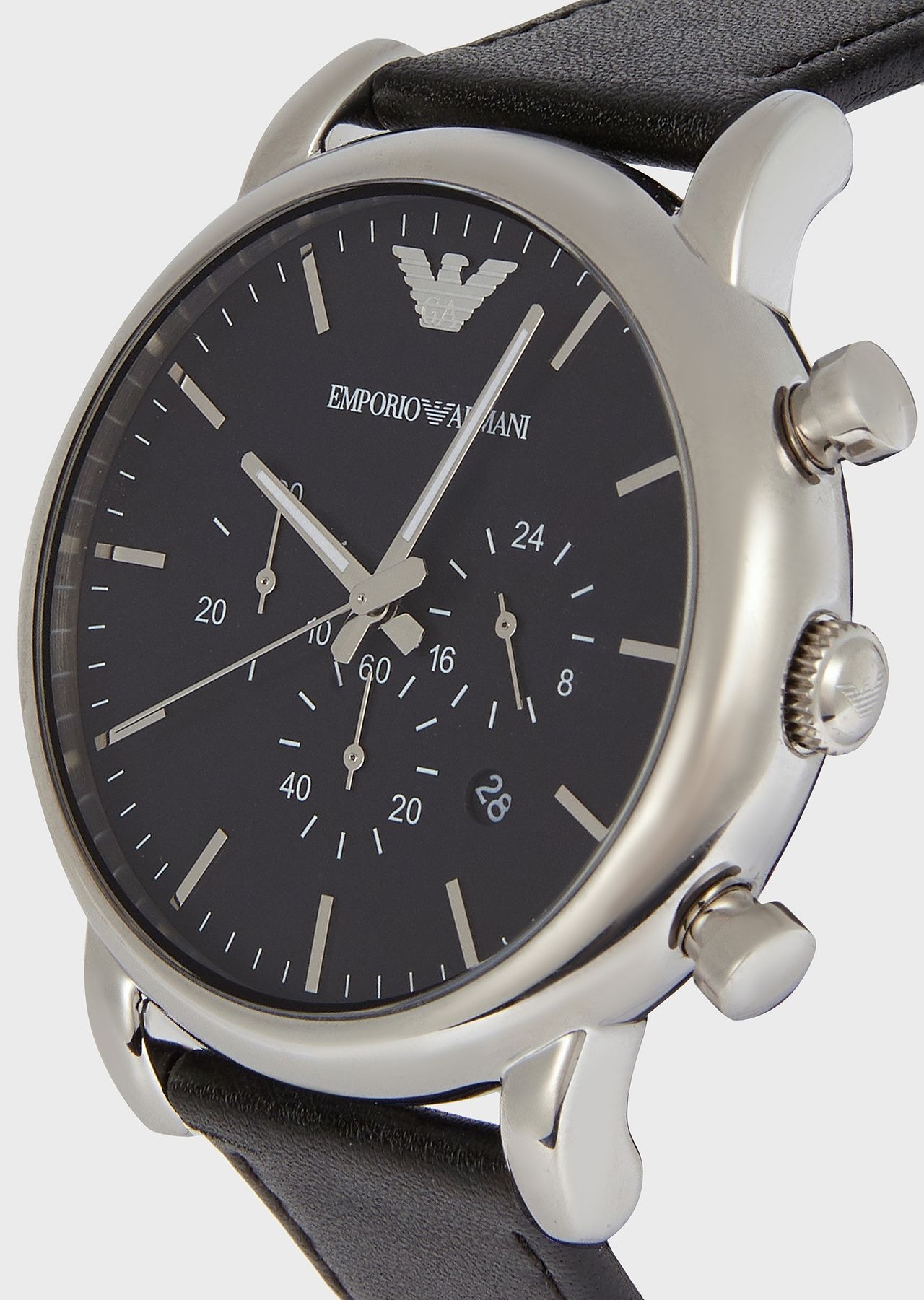 Chronograph Black Leather Watch - 5