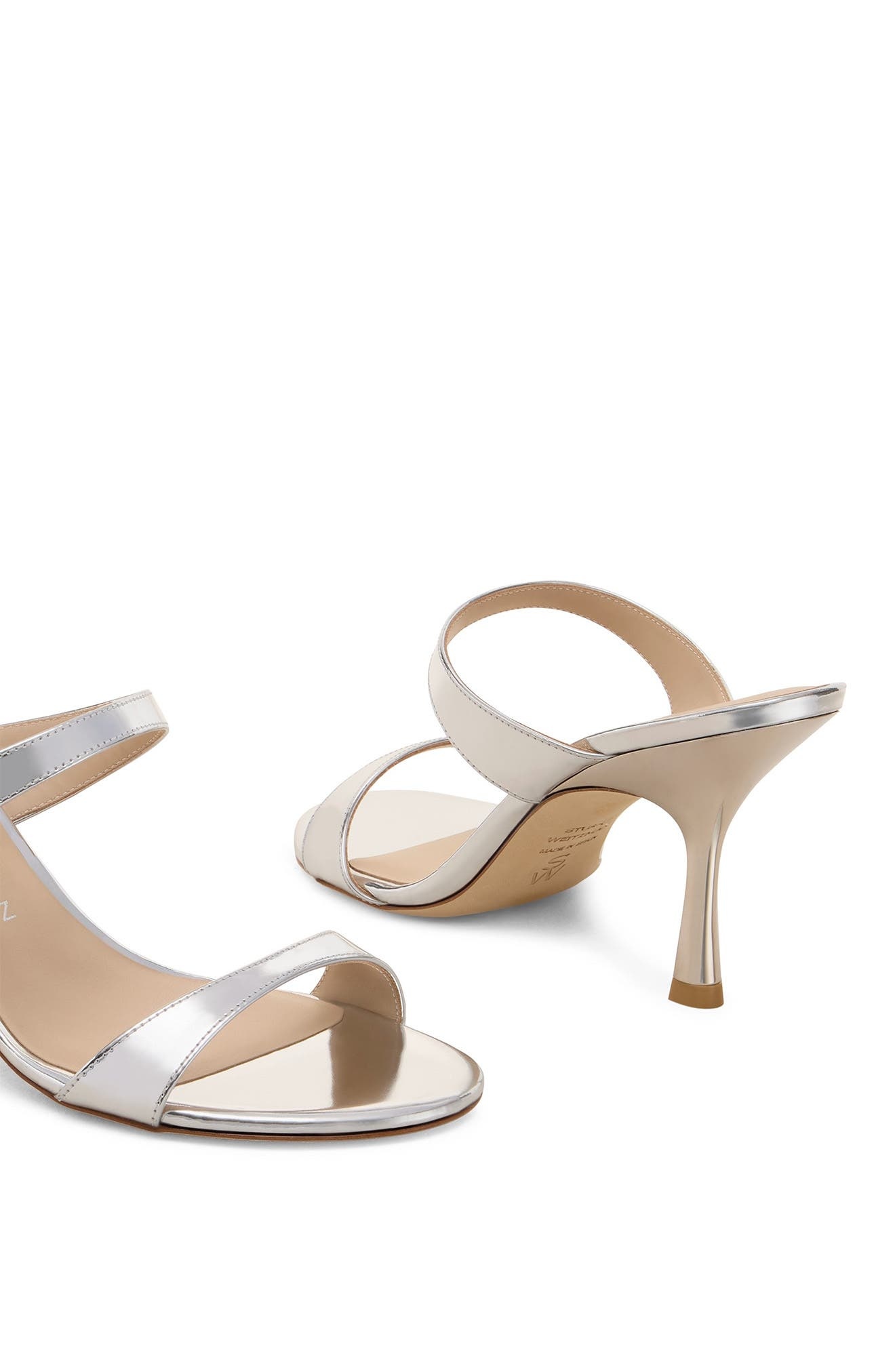 Stuart Weitzman Nudist Metallic Slide Sandal in Silver at Nordstrom - 4
