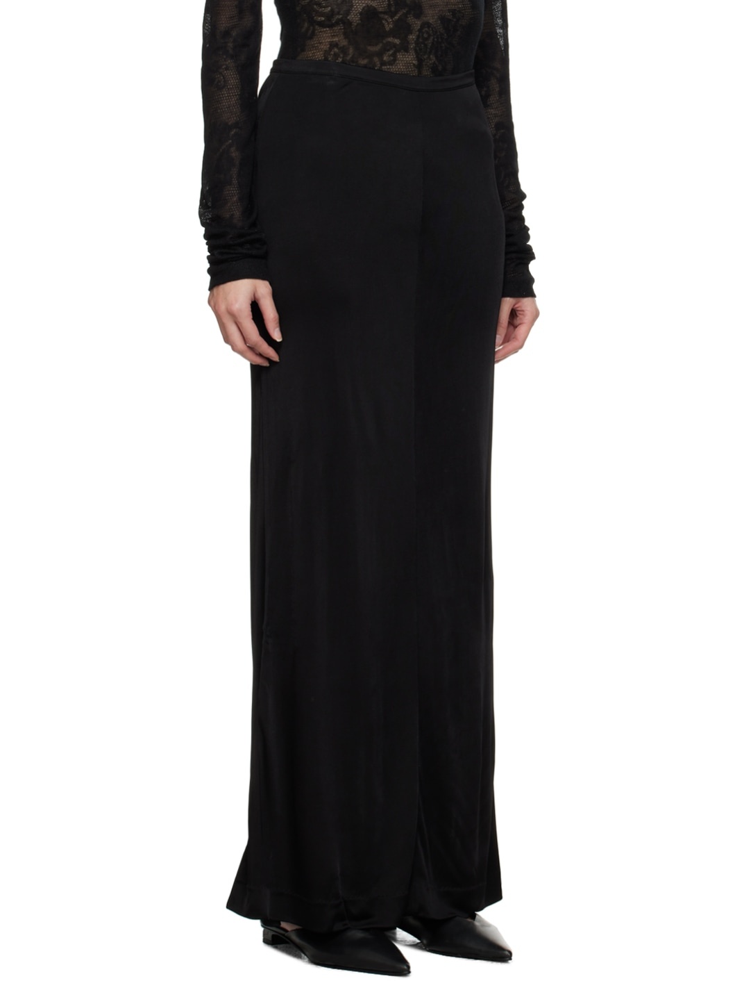 Black Zip Midi Skirt - 2