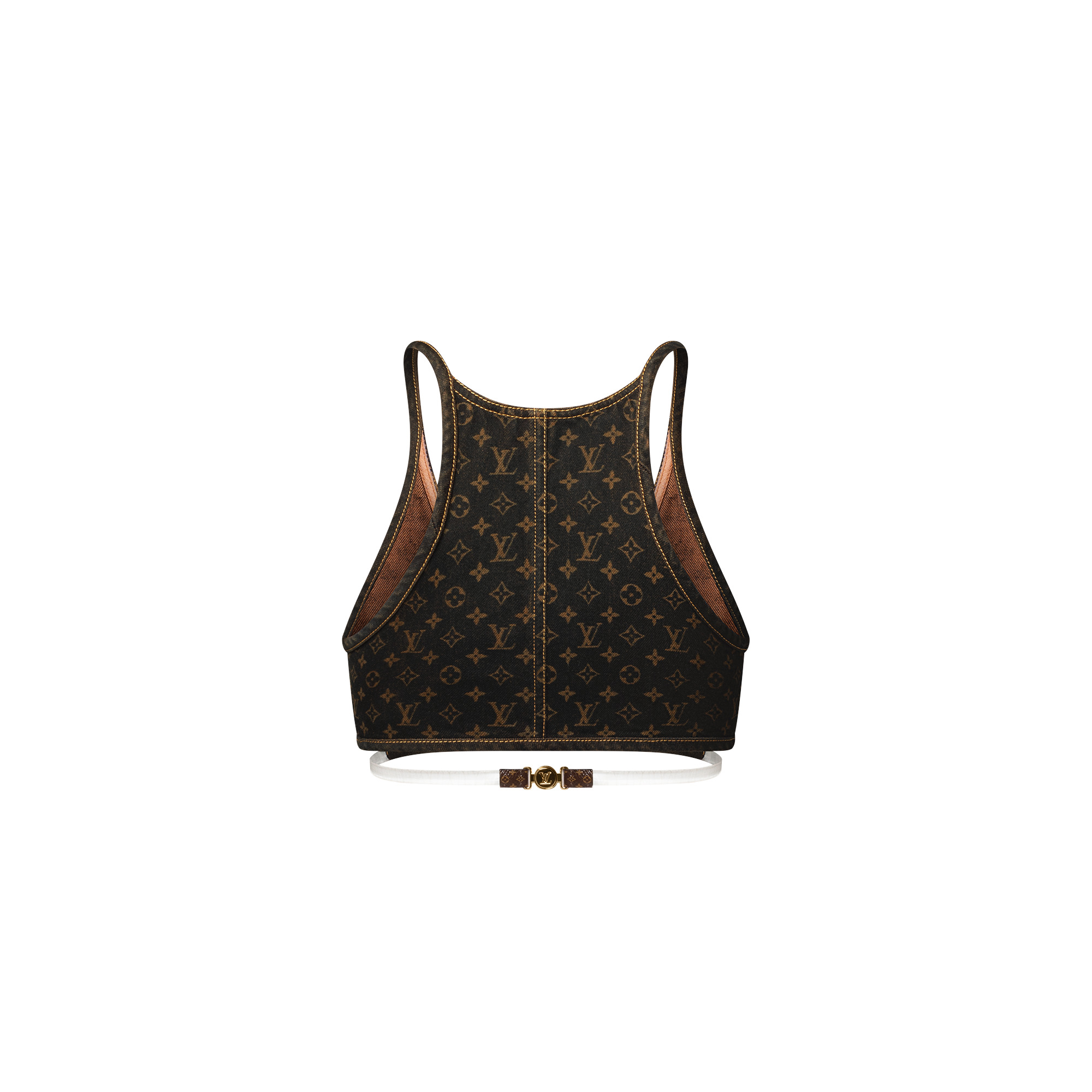 Monogram Denim Cross-Over Crop Top - 3