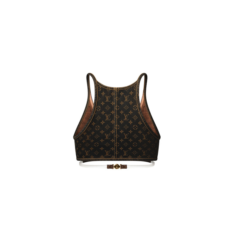 Monogram Denim Cross-Over Crop Top 3