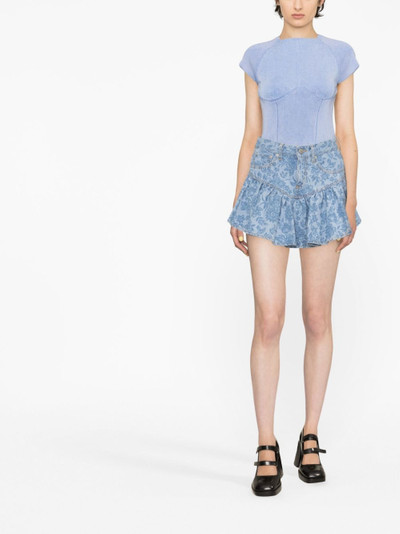Alessandra Rich floral-print denim mini skirt outlook