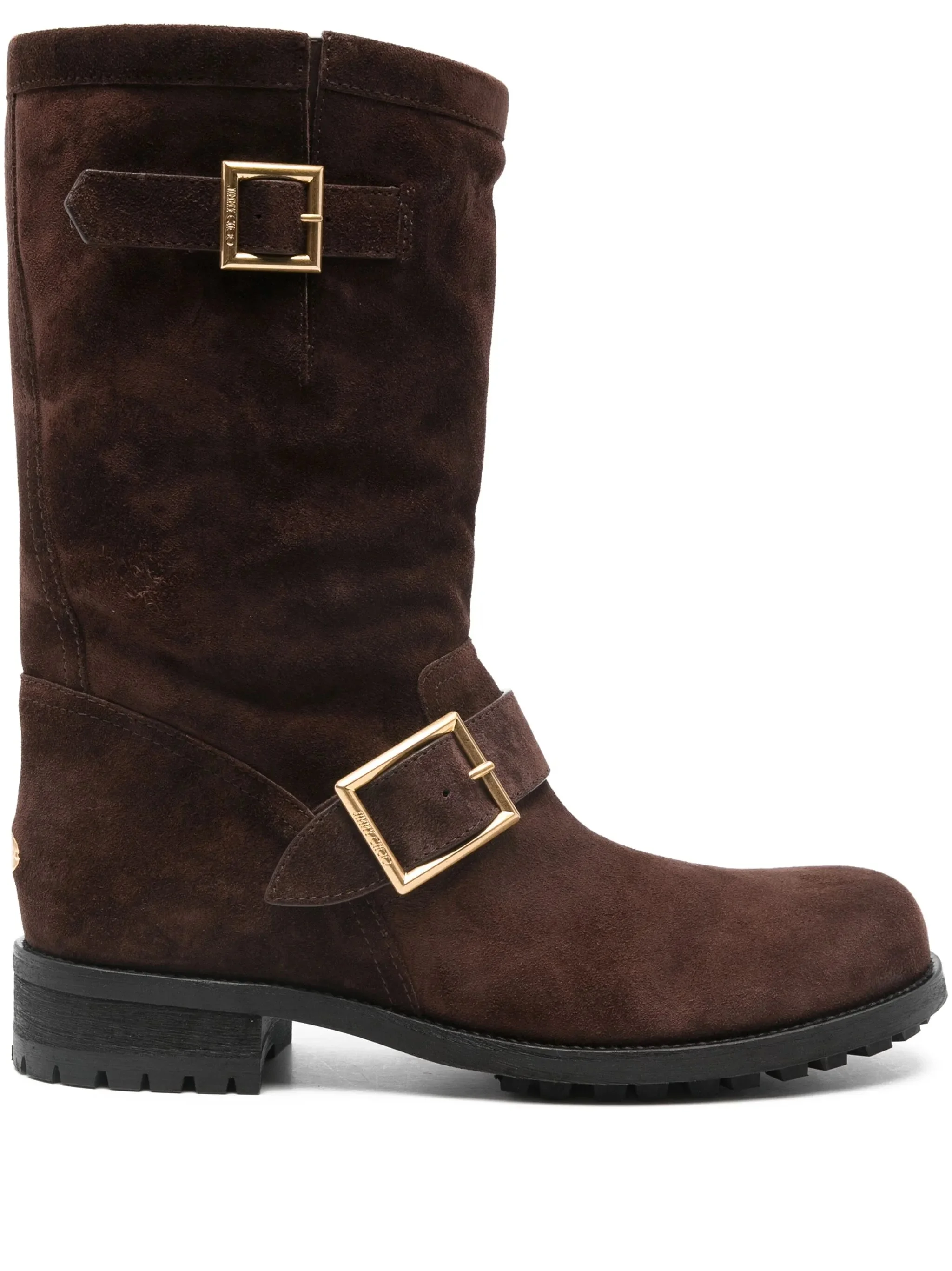 buckle biker suede boots - 1